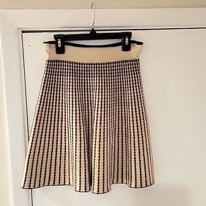 Wool knit circle skirt black and white small S